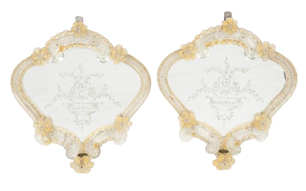 Appraisal: A pair of Venetian mirrored candelabra sconces First-quarter th Century