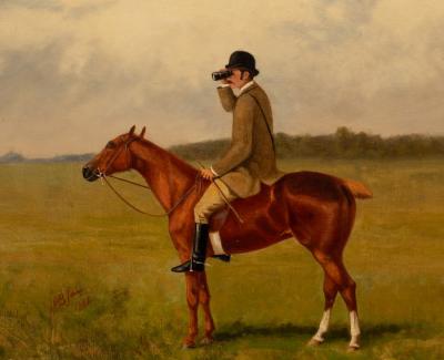 Appraisal: James Albert Buchanan Jay - Racehorse Trainer mounted and looking