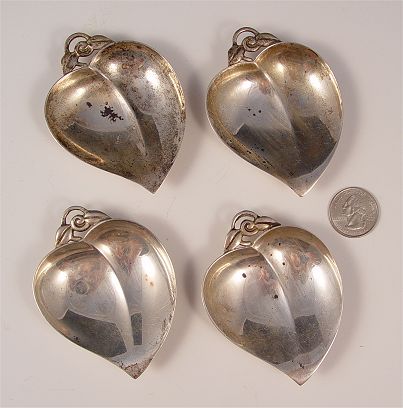 Appraisal: SET OF TIFFANY CO STERLING NUT DISHES In leaf form