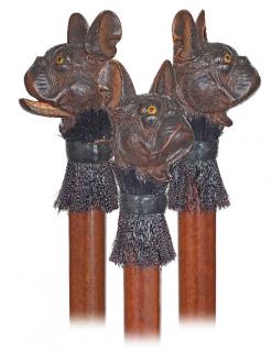 Appraisal: Glove Holder Cane -Ca -Large fruitwood knob carved to depict