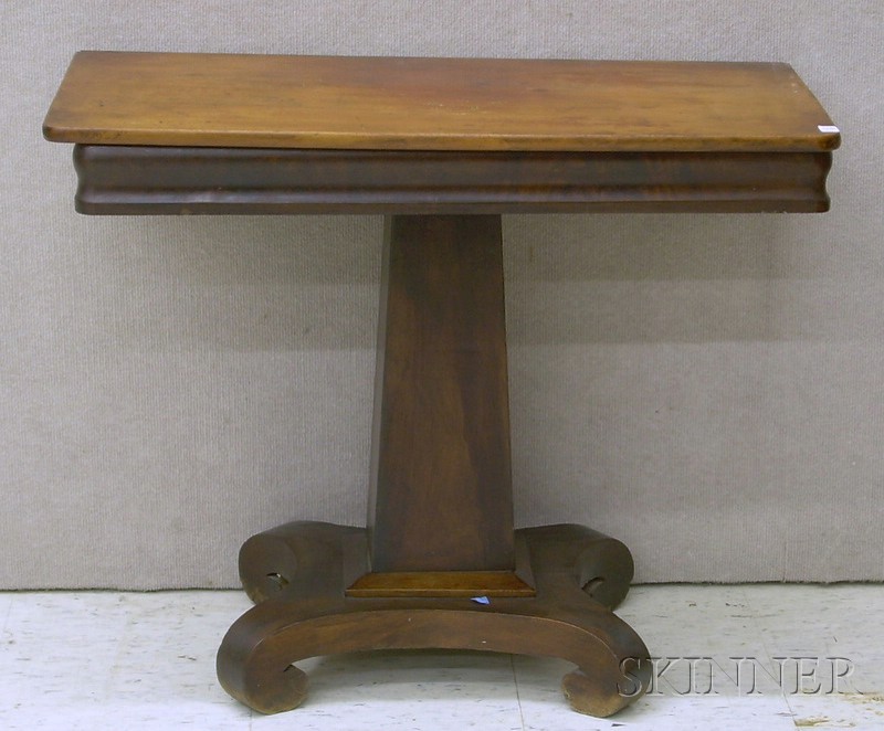 Appraisal: Empire Mahogany Veneer Pedestal-base Card Table