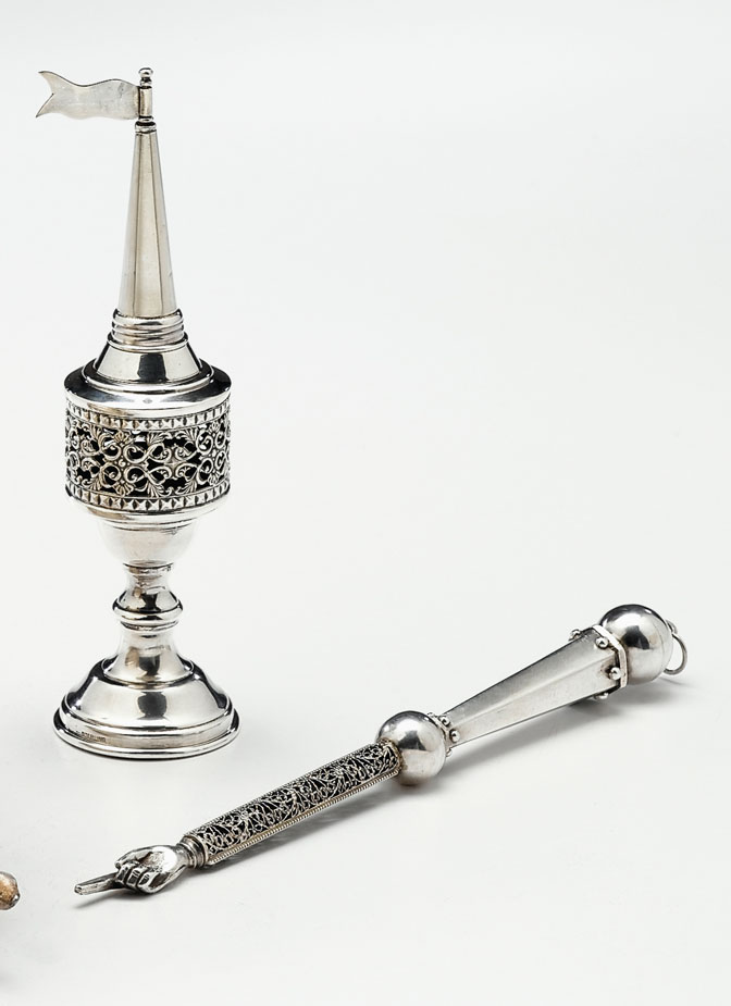 Appraisal: Two Judaica silver items th century The first a Polish