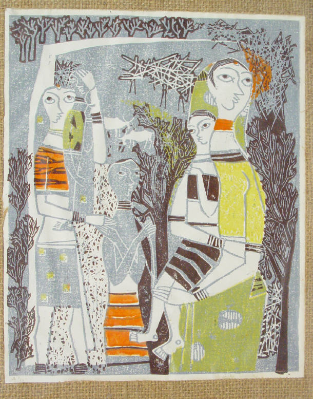 Appraisal: Shanti Dave - Two figural prints signed in pencil cm