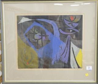 Appraisal: Japanese lithograph abstract composition color screen-print signed illegibly x