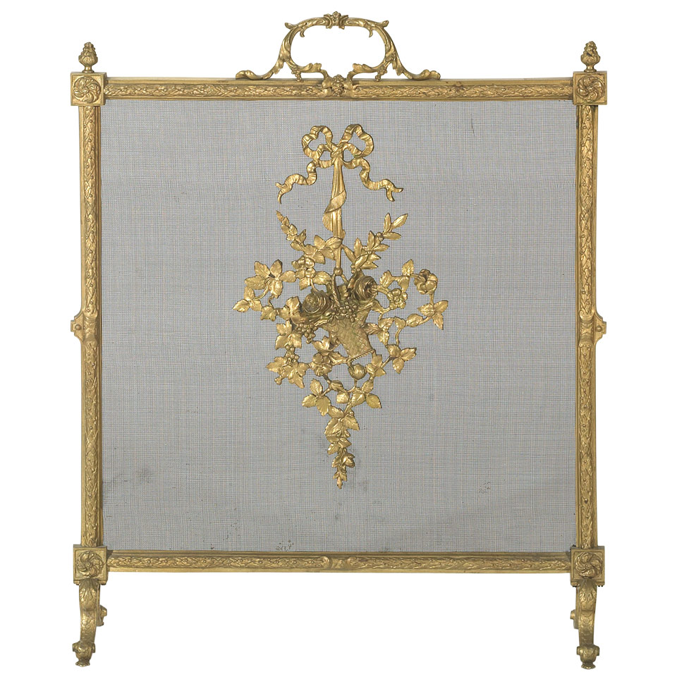 Appraisal: Louis XVI Style Ormolu Fire Screen early th century height