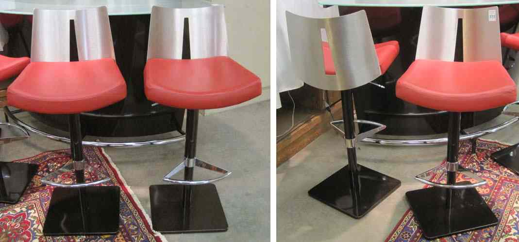 Appraisal: A SET OF FOUR ADJUSTABLE MODERN BAR STOOLS ''Samba'' line