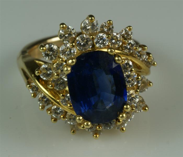 Appraisal: K YG diamond and tanzanite dinner ring size dwt total