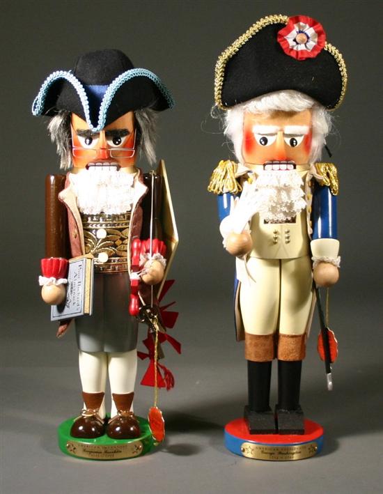 Appraisal: Two Steinbach nutcrackers - George Washington Benjamin Franklin Germany Carved