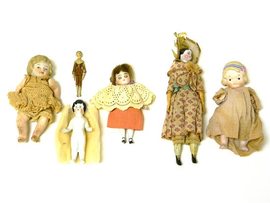 Appraisal: DOLLS seven small dolls including one ''Frozen Charlie'' two all-bisque