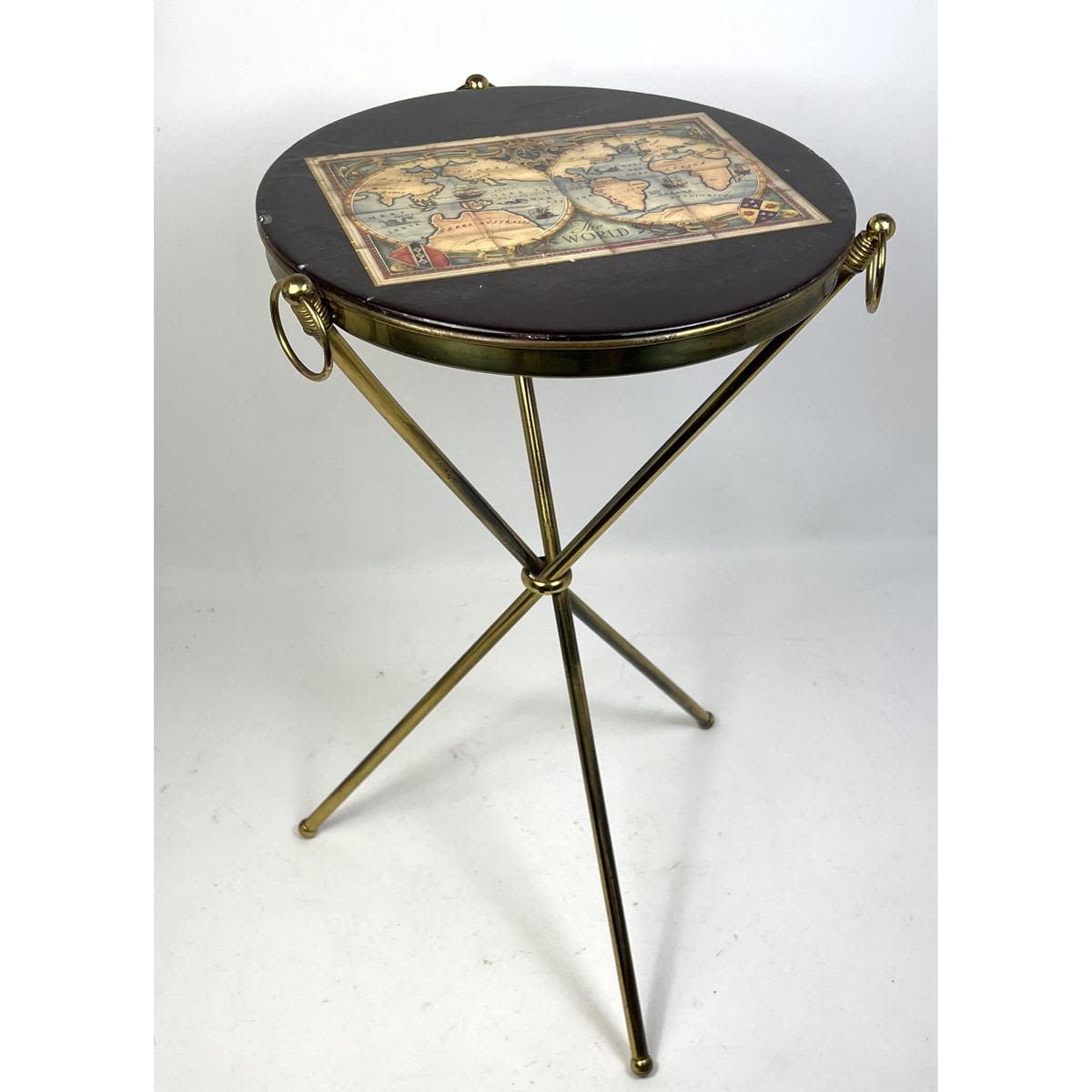 Appraisal: Italian Lacquer Map mid century occasional side table drink table