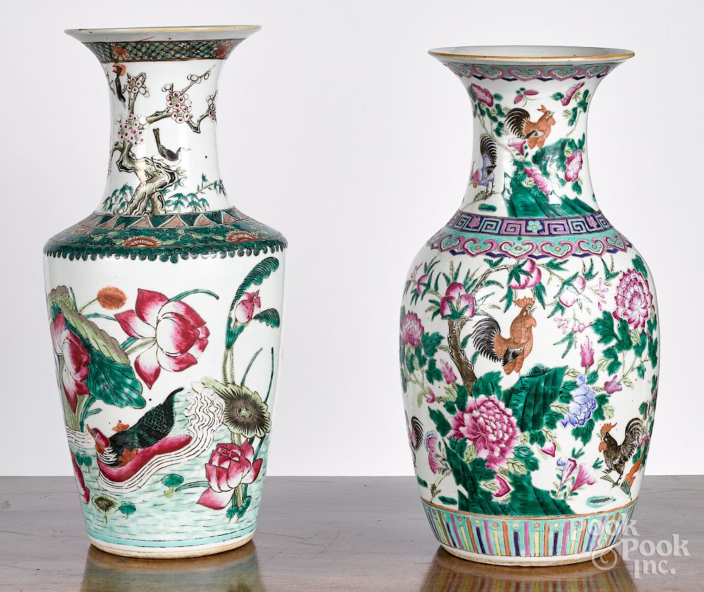 Appraisal: Two Chinese famille rose porcelain vases Two Chinese famille rose