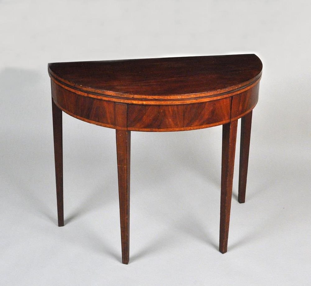 Appraisal: American Federal Demilune Card Table with double swing legs probably