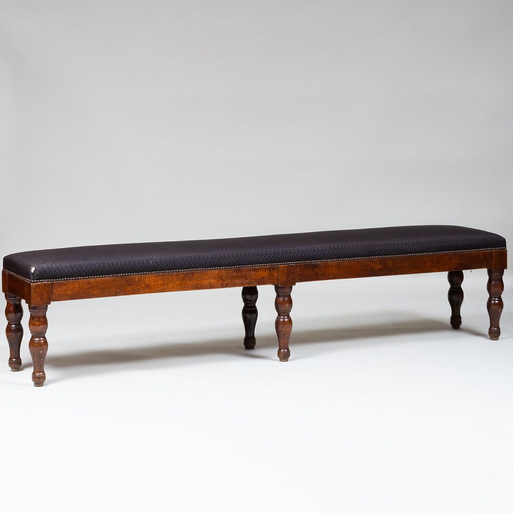 Appraisal: Victorian Mahogany Billiards Bench Upholstered in black horsehair fabric x