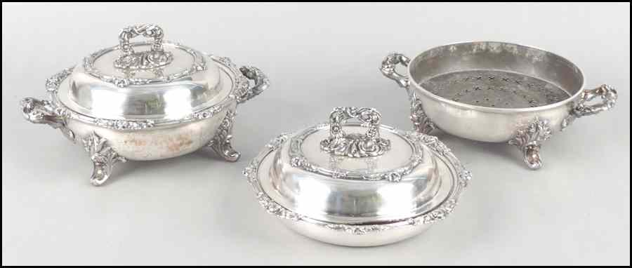 Appraisal: PAIR OF ENGLISH SILVERPLATE COVERED SERVING DISHES Condition No Specific