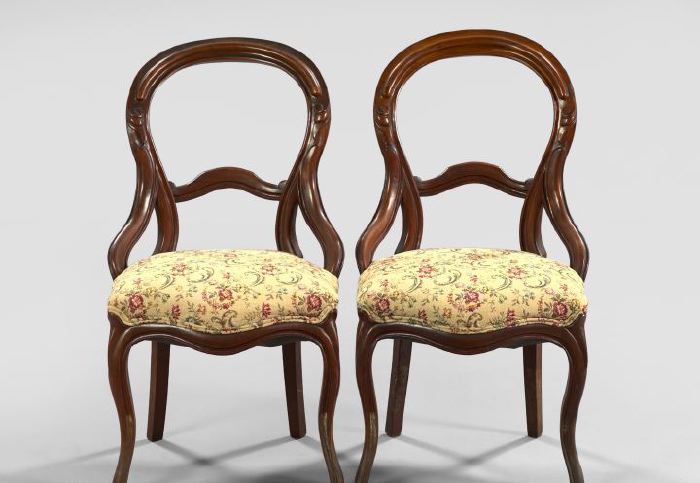 Appraisal: Pair of American Rococo Revival Walnut Balloon-Back Chairs third quarter