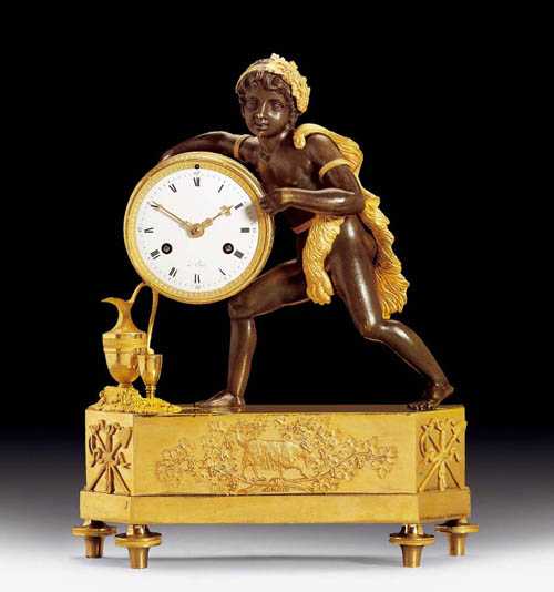 Appraisal: MANTEL CLOCK LE BACCHUS NOIR Directoire Empire the model probably