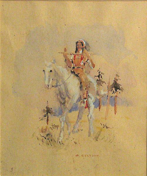 Appraisal: Olaf C Seltzer American - Indian on horseback signed 'O