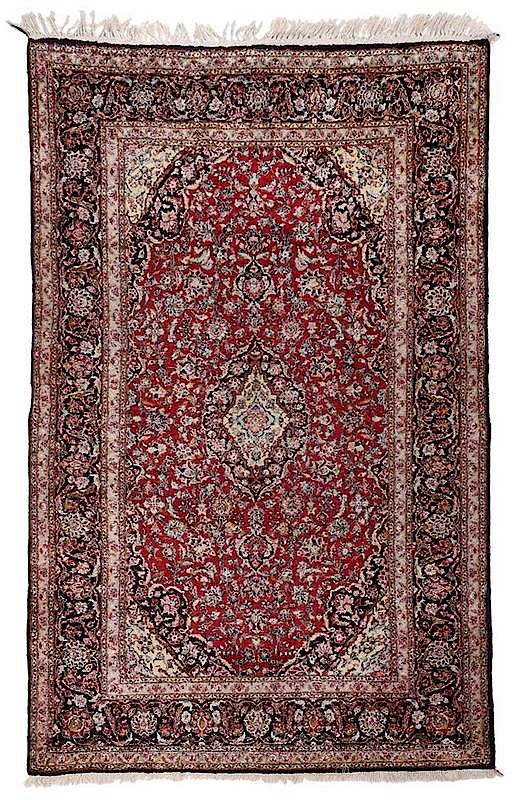 Appraisal: Kashan Rug wool and silk central medallion with overall floral