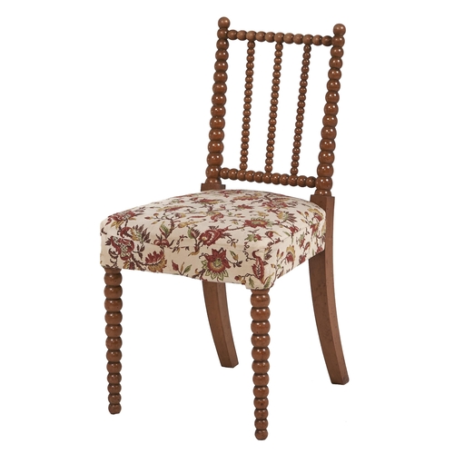 Appraisal: A Victorian bobbin turned satin birch side chair the stuffed