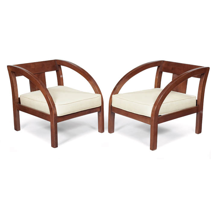 Appraisal: Paul Frankl ''D'' lounge chairs pair hardwood frames with original