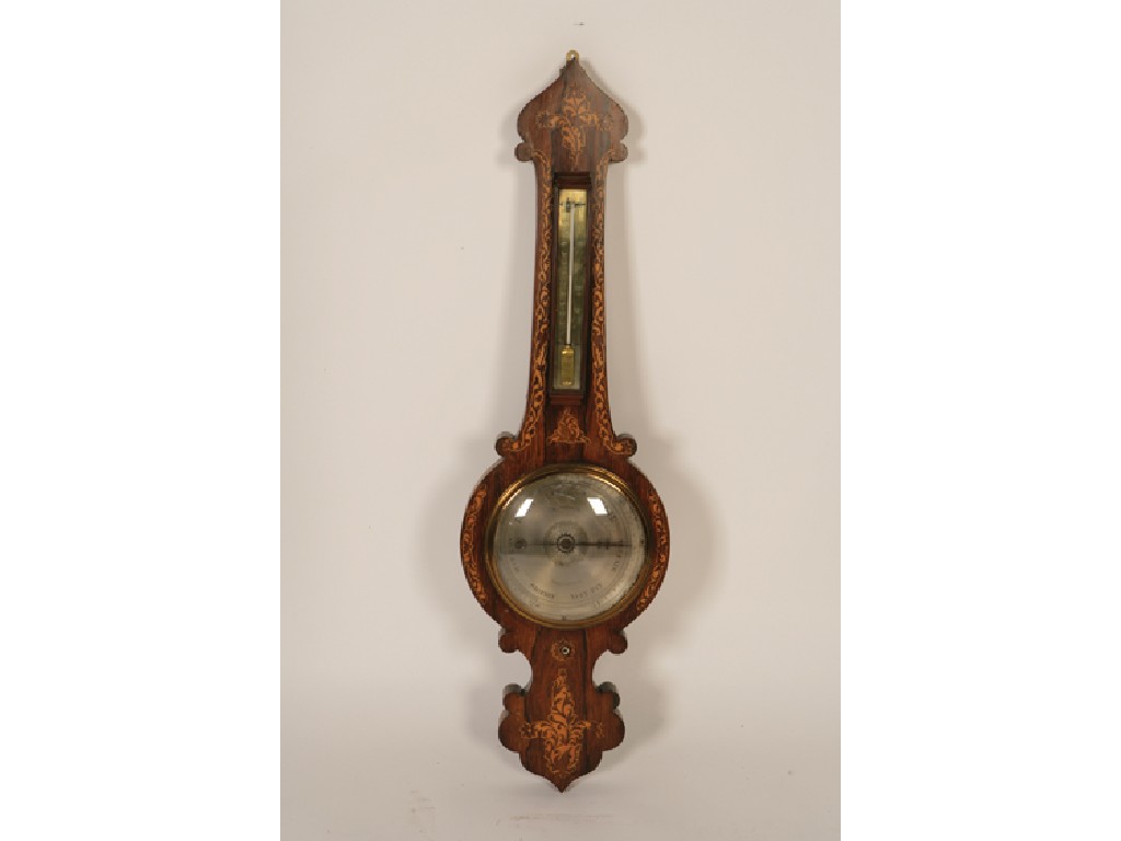 Appraisal: A REGENCY ROSEWOOD AND MARQUETRY BAROMETER by Mansfield of Shaftesbury