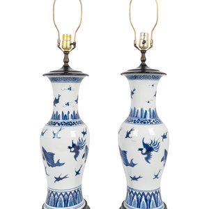 Appraisal: A Pair of Chinese Blue and White Porcelain Baluster-Form Vases