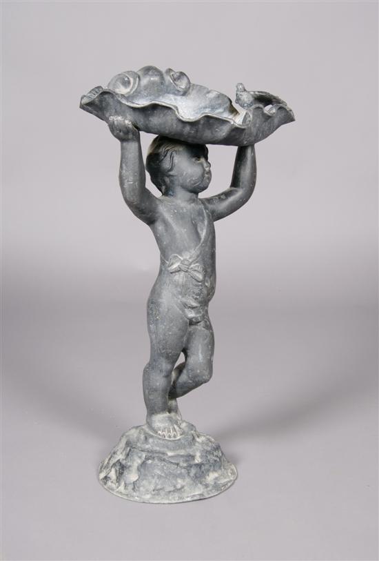 Appraisal: A Lead Figural Bird Bath Height inches