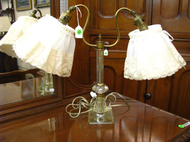 Appraisal: Vintage Double Arm Decorator Lamp with etched composite base and