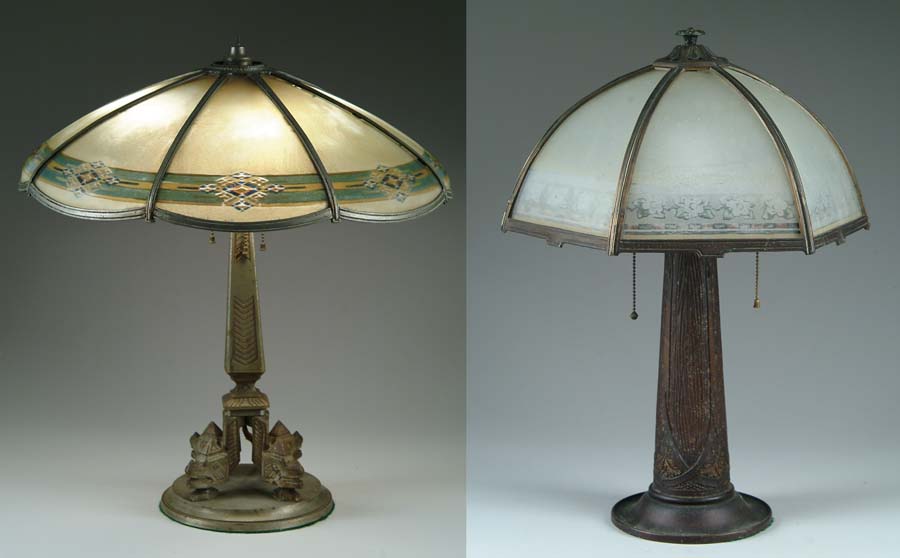 Appraisal: TWO BRADLEY HUBBARD ART DECO LAMPS Very interesting Art Deco