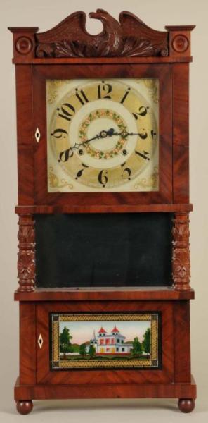 Appraisal: Connecticut Empire Shelf Clock Description Circa Mahogany case with carved