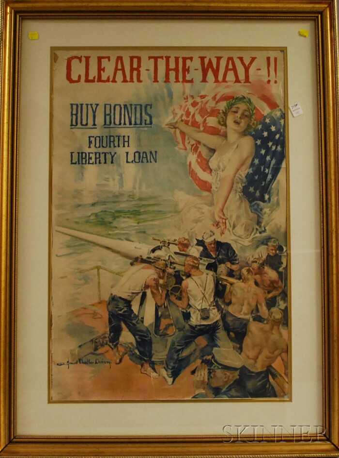 Appraisal: Framed WWI Howard Chandler Christy Clear The Way Poster sheet