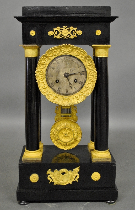 Appraisal: - French Portico clock late th c with ormolu mounts