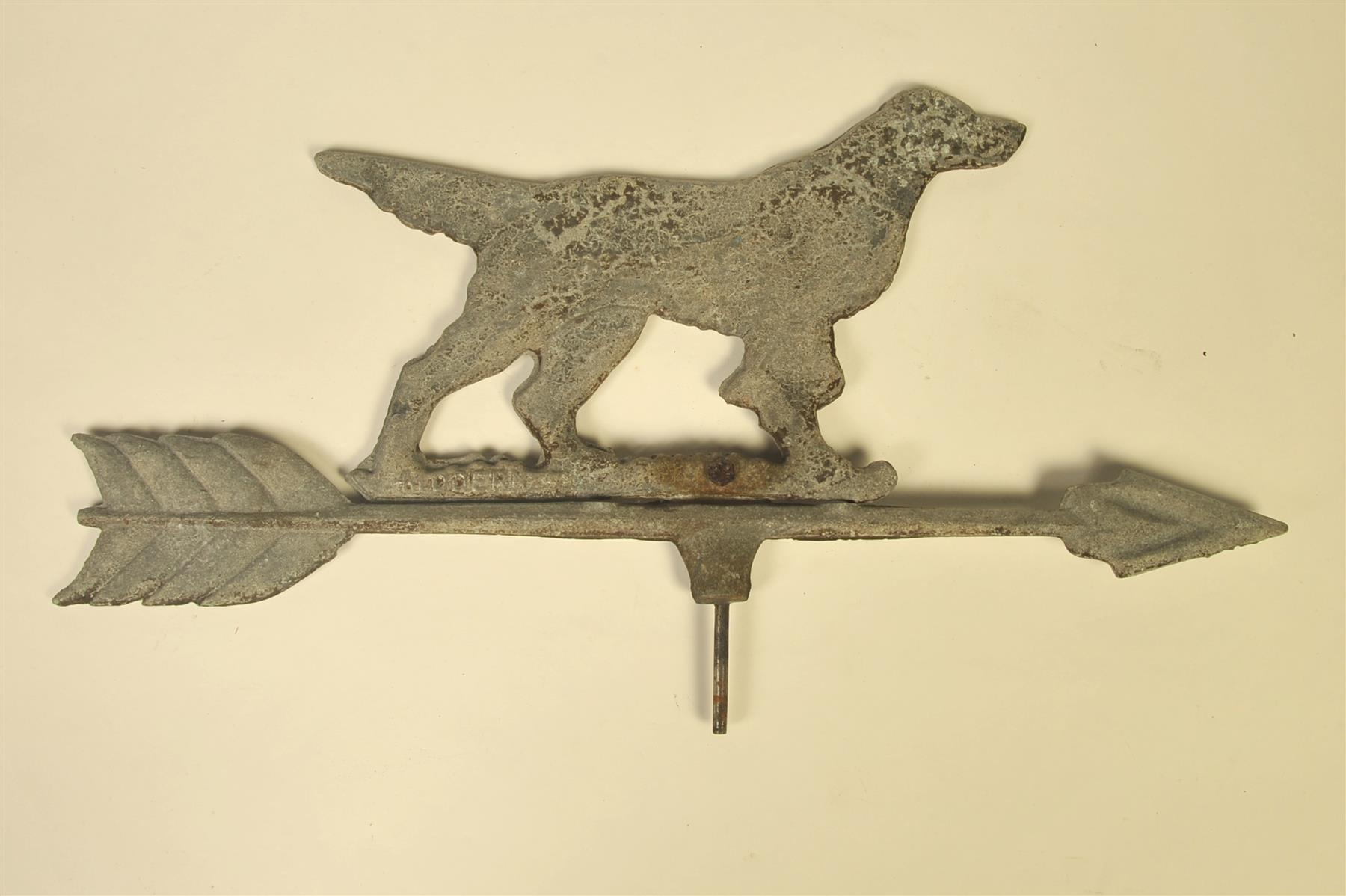 Appraisal: ALUMINIUM SETTER DOG WEATHER VANE EMBOSSED MODERNS American mid th