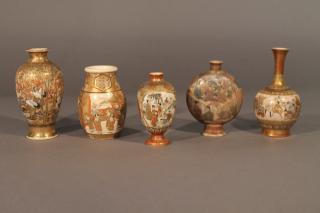 Appraisal: Five Satsuma Vases Four signedVarious sizes and forms in h