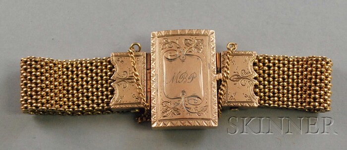 Appraisal: Victorian Gold Mesh Bracelet kt gold mesh band with kt