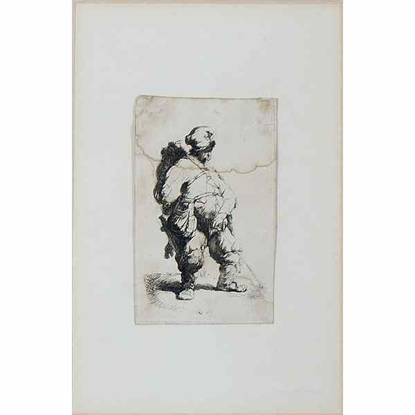 Appraisal: Rembrandt Etching Man Making Water Etching on paper by Rembrandt