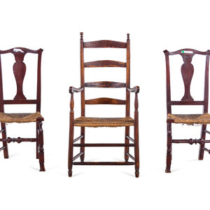 Appraisal: A Pair of American Side Chairs with Woven Seats Together