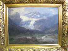 Appraisal: An oil on canvas mountain scene in an ornate gilt