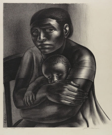 Appraisal: JOHN WILSON - Mother and Child Lithograph x mm x