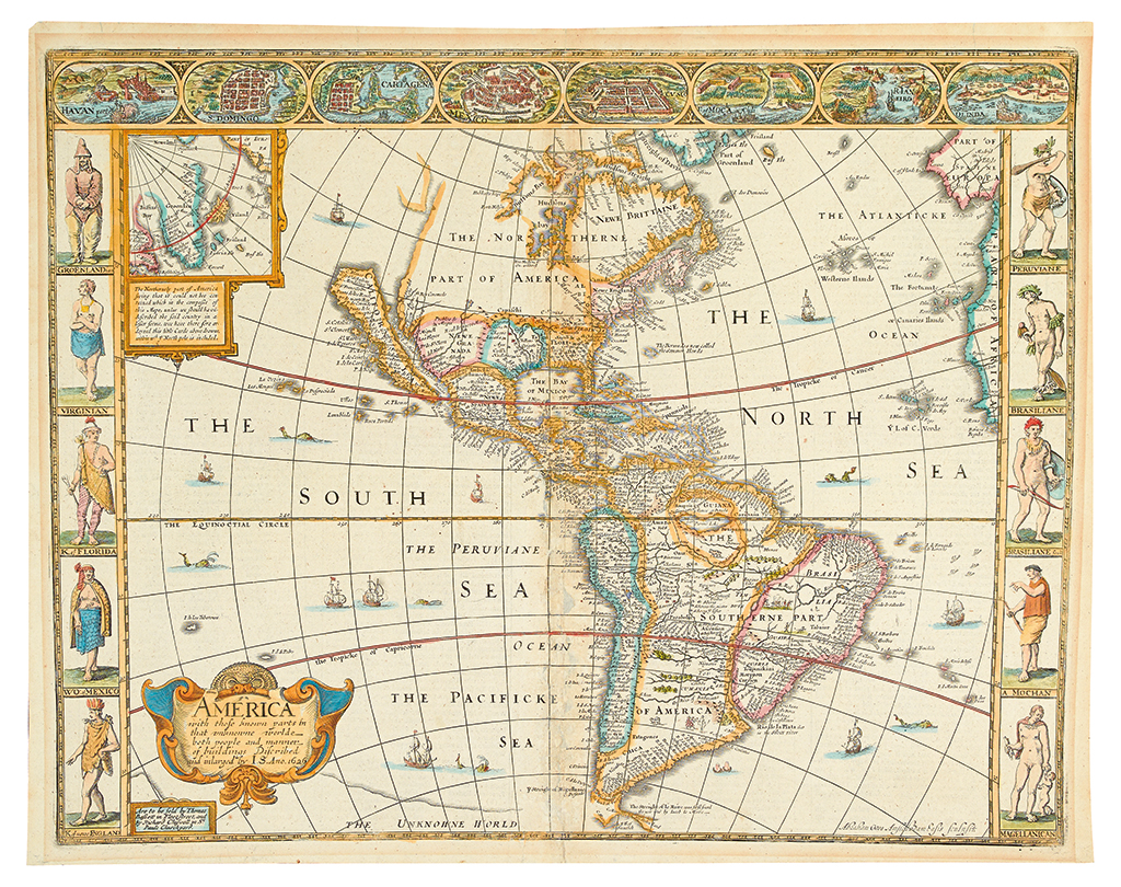 Appraisal: SPEED JOHN America Double-page engraved map of the Western Hemisphere