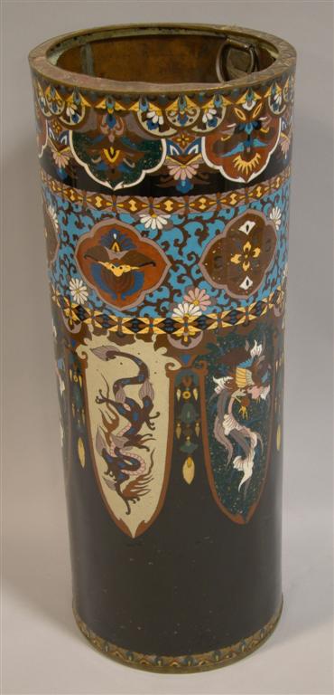 Appraisal: JAPANESE CLOISONNE UMBRELLA STAND h w d in