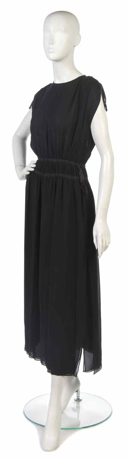 Appraisal: A Chanel Black Silk Chiffon Evening Dress s with floral