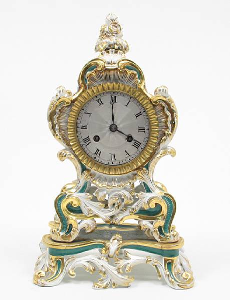 Appraisal: A French Jacob Petite style porcelain mantel clock height in