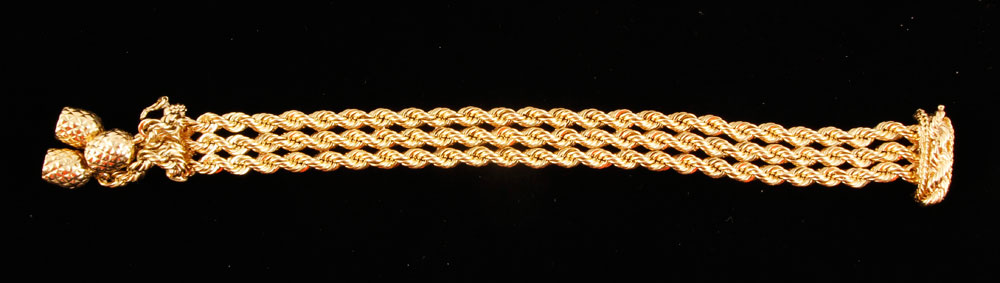 Appraisal: - K Gold Rope Bracelet K yellow gold rope bracelet