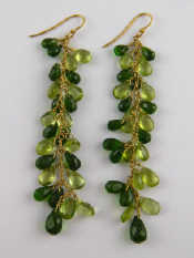 Appraisal: A pair of green stone earrings drop approx cm