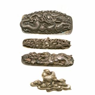 Appraisal: Four Silver Kanemono th Century cm Four Silver Kanemono Comprising