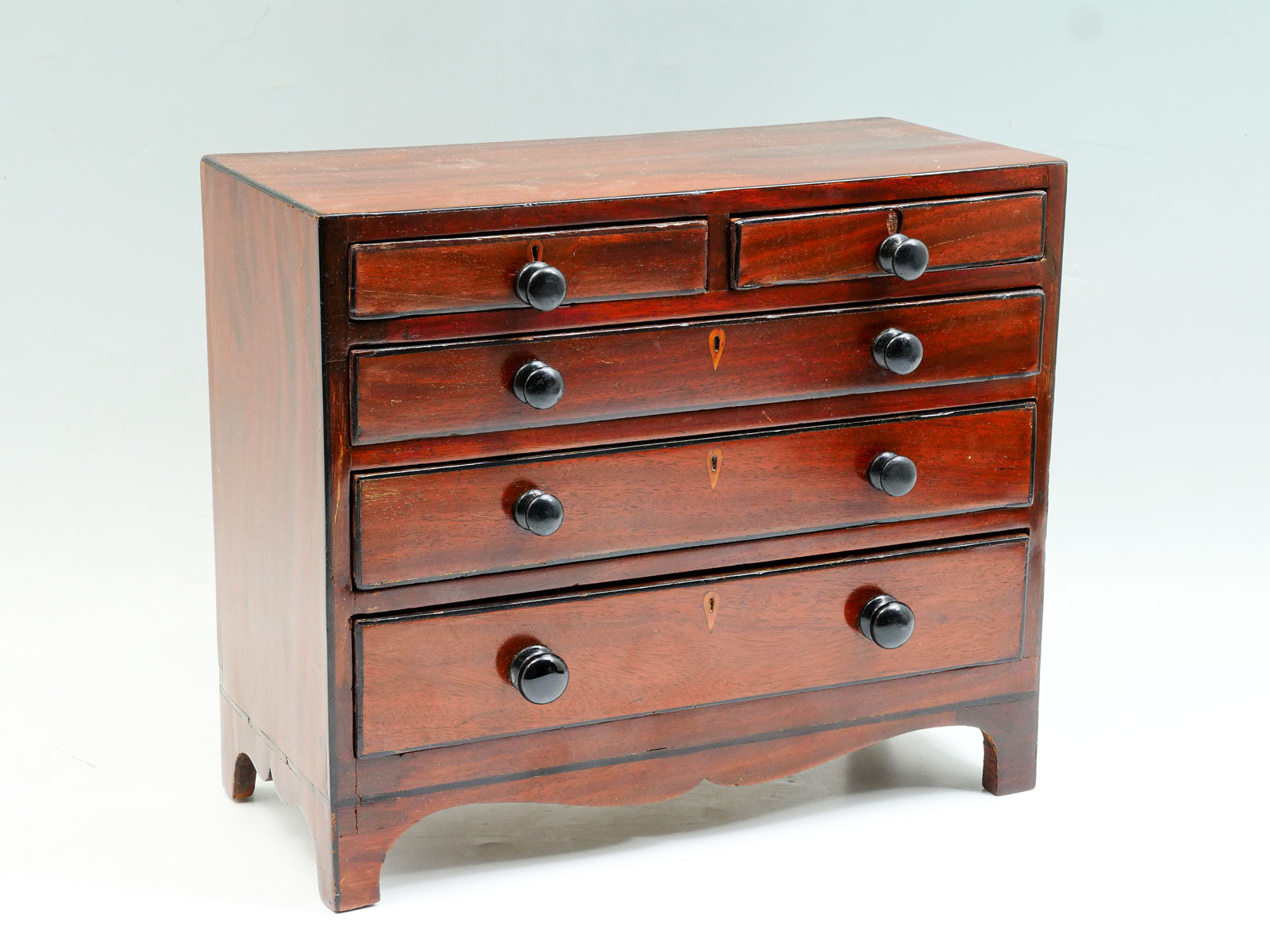 Appraisal: EARLY TH CENTURY INLAID HEPPLEWHITE MINIATURE CHEST th century Hepplewhite