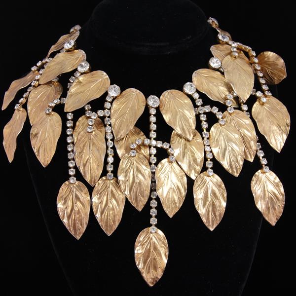 Appraisal: Kenneth J Lane Vintage Designer Runway gold tone leaf and