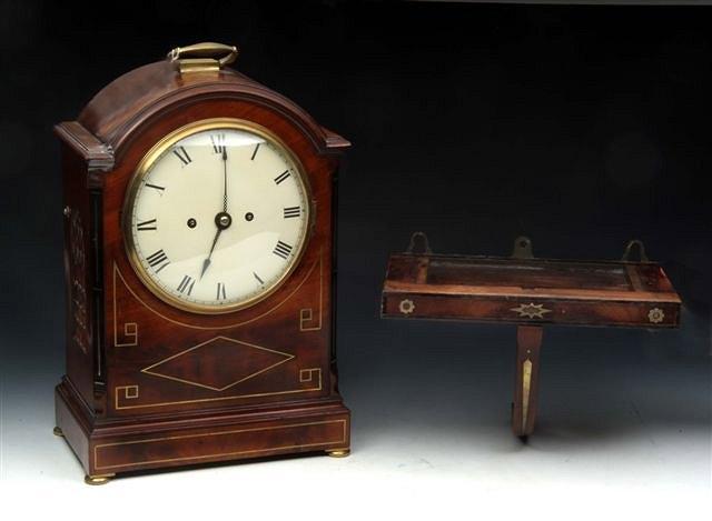 Appraisal: A GEORGE III MAHOGANY AND BRASS INLAID BRACKET CLOCK having