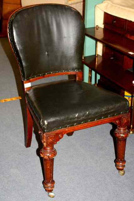 Appraisal: A SET OF SIX VICTORIAN OAK LIBRARY CHAIRS each with